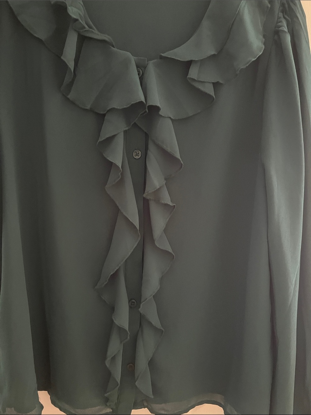 Romantic Ruffle Green Blouse - Picture 4 of 4